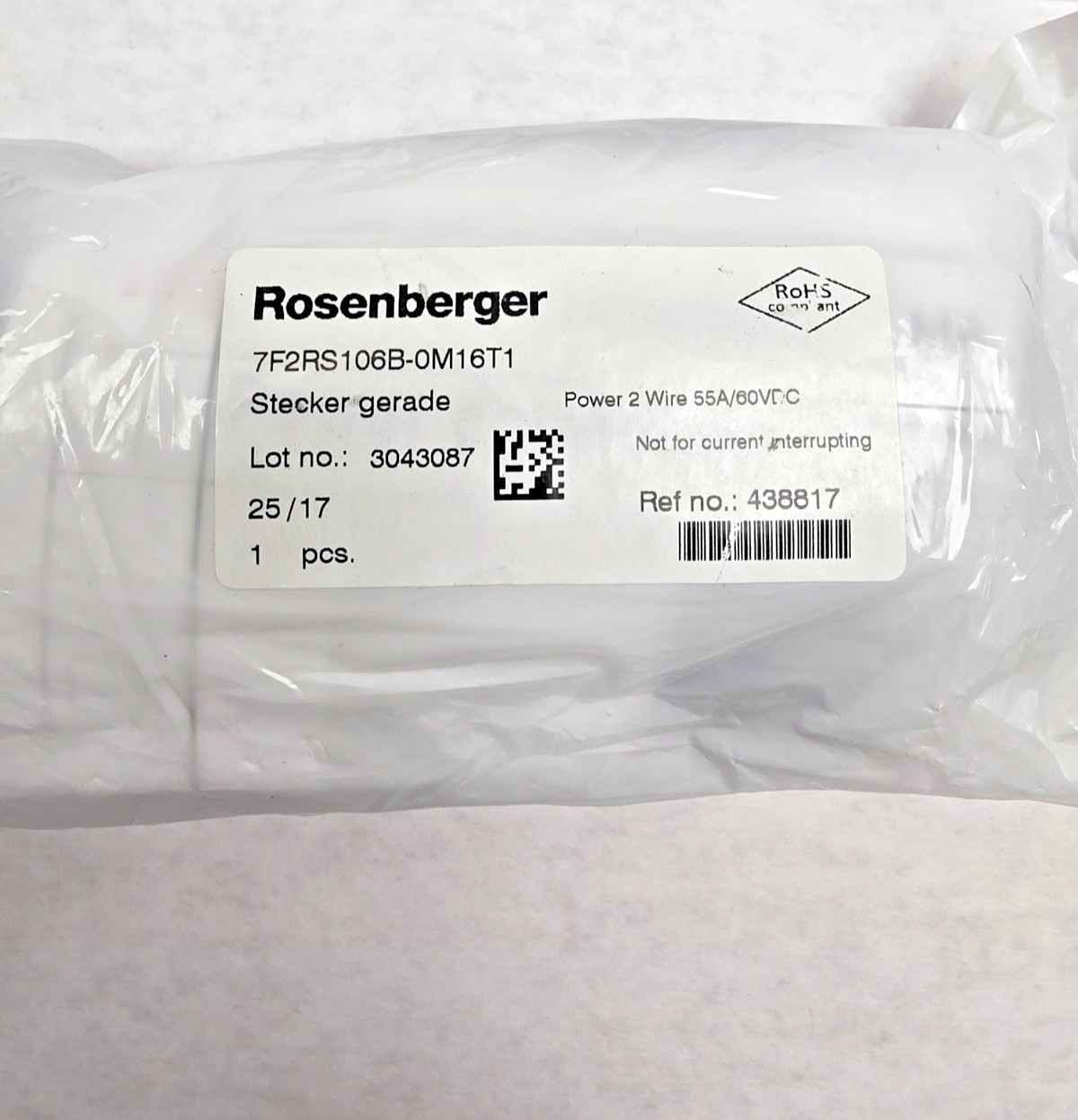 Rosenberger L99-PDH606-VZ-KIT2 Y-Splicer Power Cable Assembly Kit New OEM
