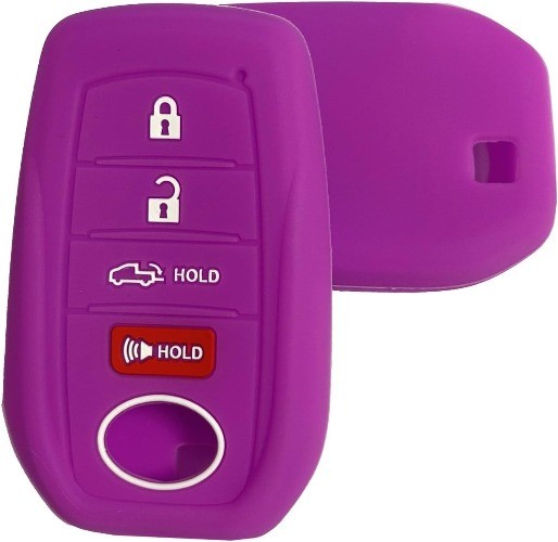 Silicone Key Fob Cover with 4 Buttons, Compatible with 2019-2024 Color: Purple