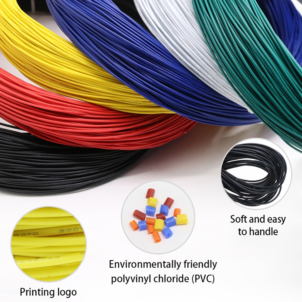UL1007 16 AWG-30 AWG 12 Colors Flexible Electronic Wire Stranded Cable 300 Volt