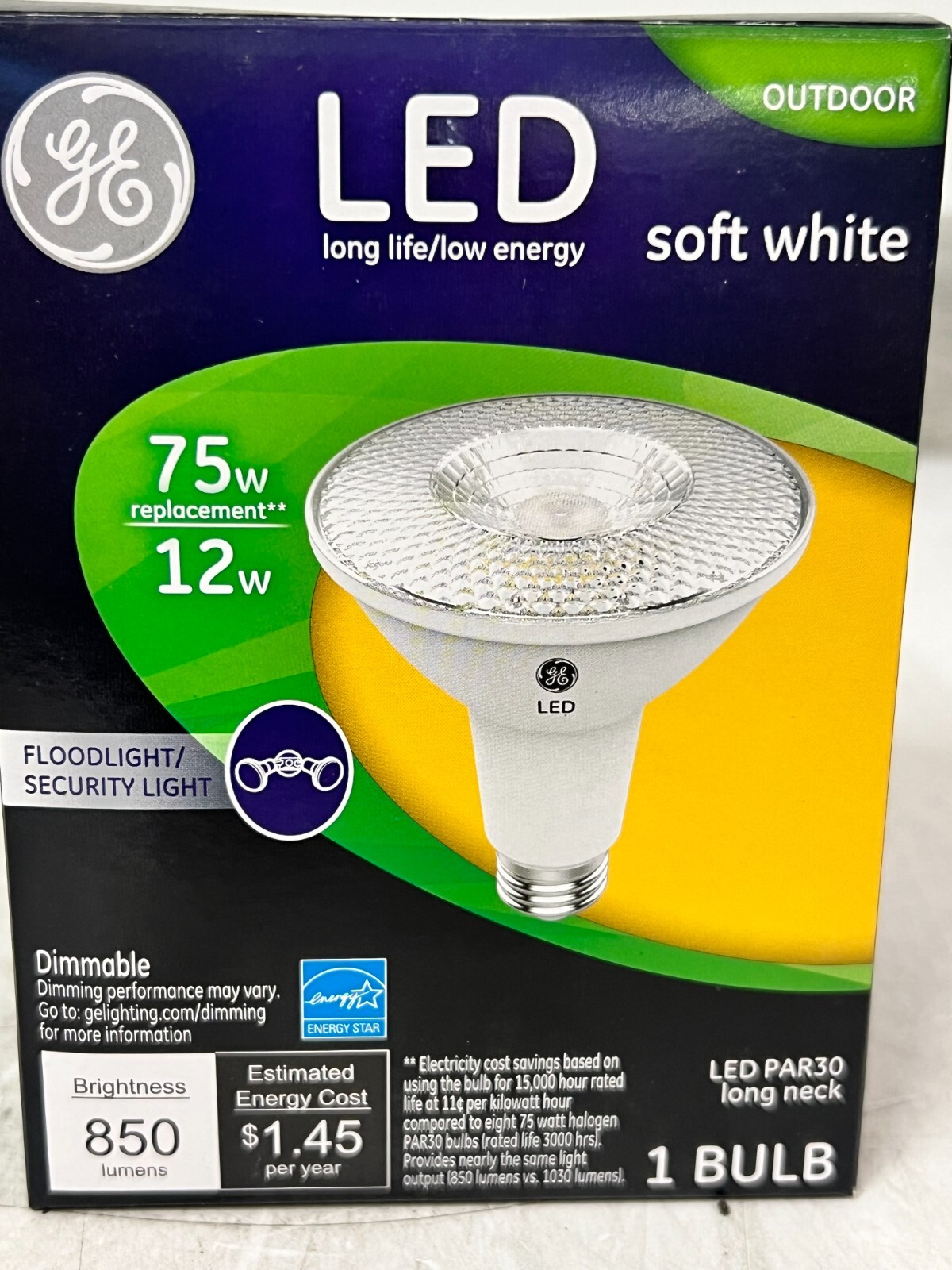 QTY 9 GE LED Flood Bulbs,Par30, Soft White, Long Neck, 1000 Lm, 12-Watt – 38446