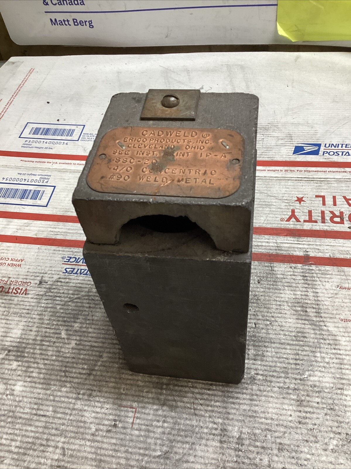 ERICO CADWELD IP-A SSC-20 MOLD 4/0 CONC RUN & TAP #90 CART ED4U 4066