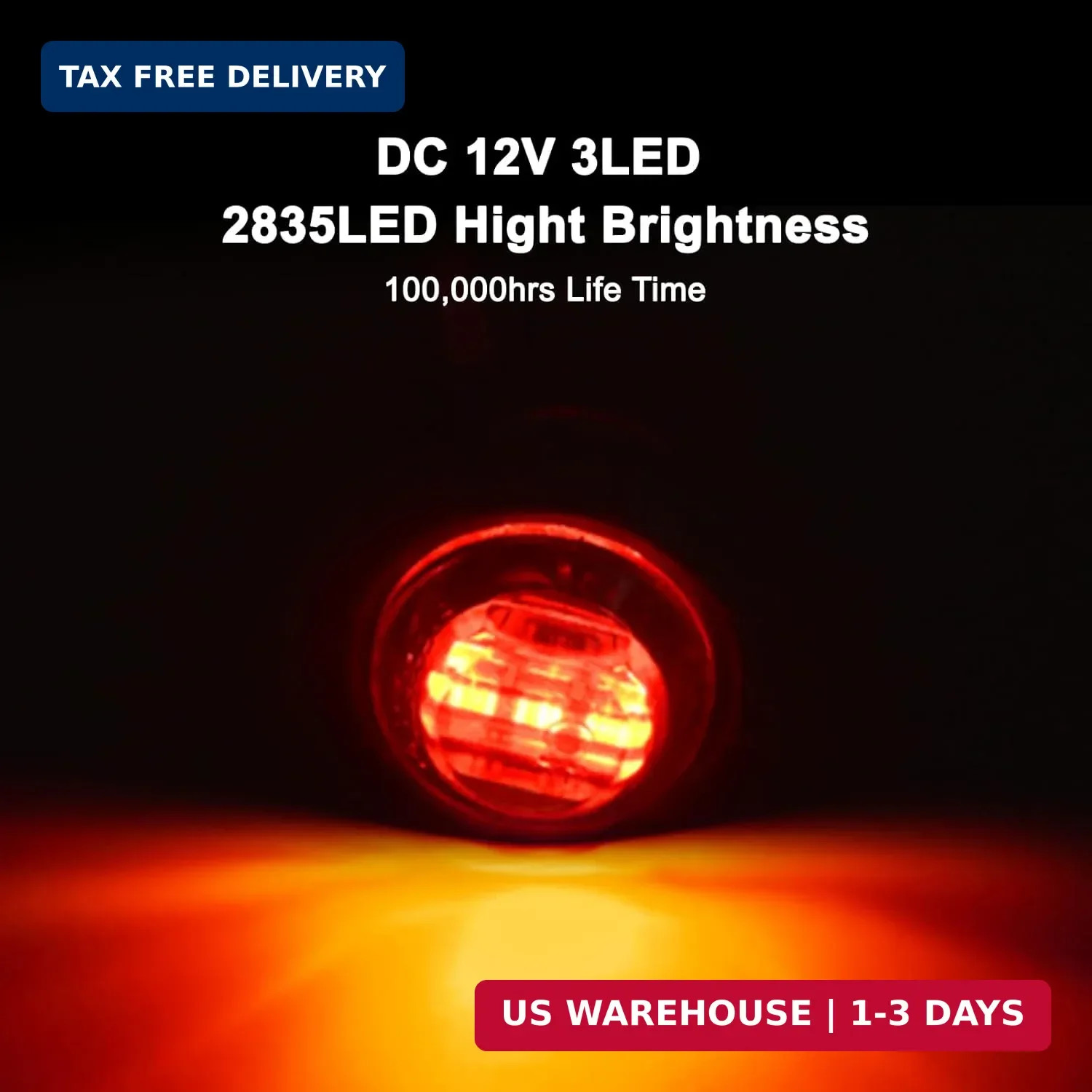 20pcs 3/4 Inch LED Marker Lights – 3rd Gen Round Mini Amber/Red Clearance Lights