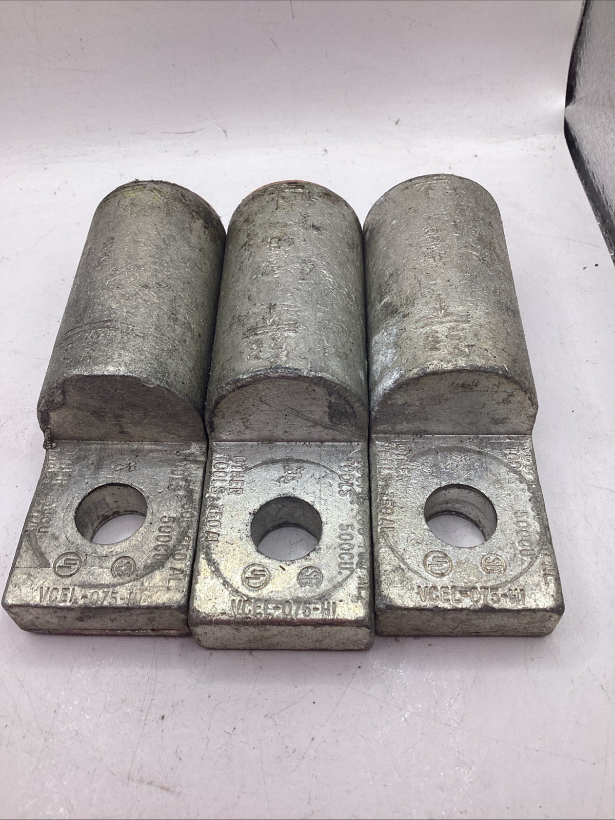 Lot Of 3 Hubbell VCEL-075-H1 1-Hole Compression Lug Terminal 500CU
