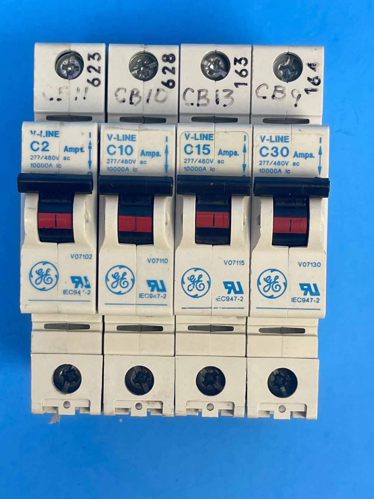 General Electric V-Line C2, C10, C15, C30 Circuit Breaker [Lot of 4]
