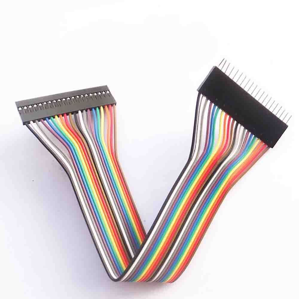 1x2P-2x20P Male-Female Single/Double Row DuPont 2.54mm Rainbow Cable Jumper Wire