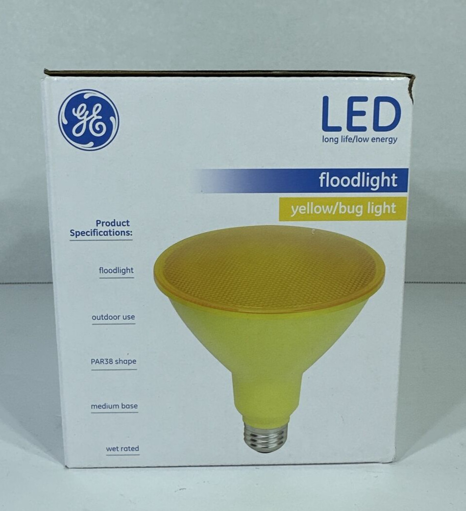 GE LED Flood Bulb, Yellow/ Bug Light Reflector, 8-Watts – 4 Pack