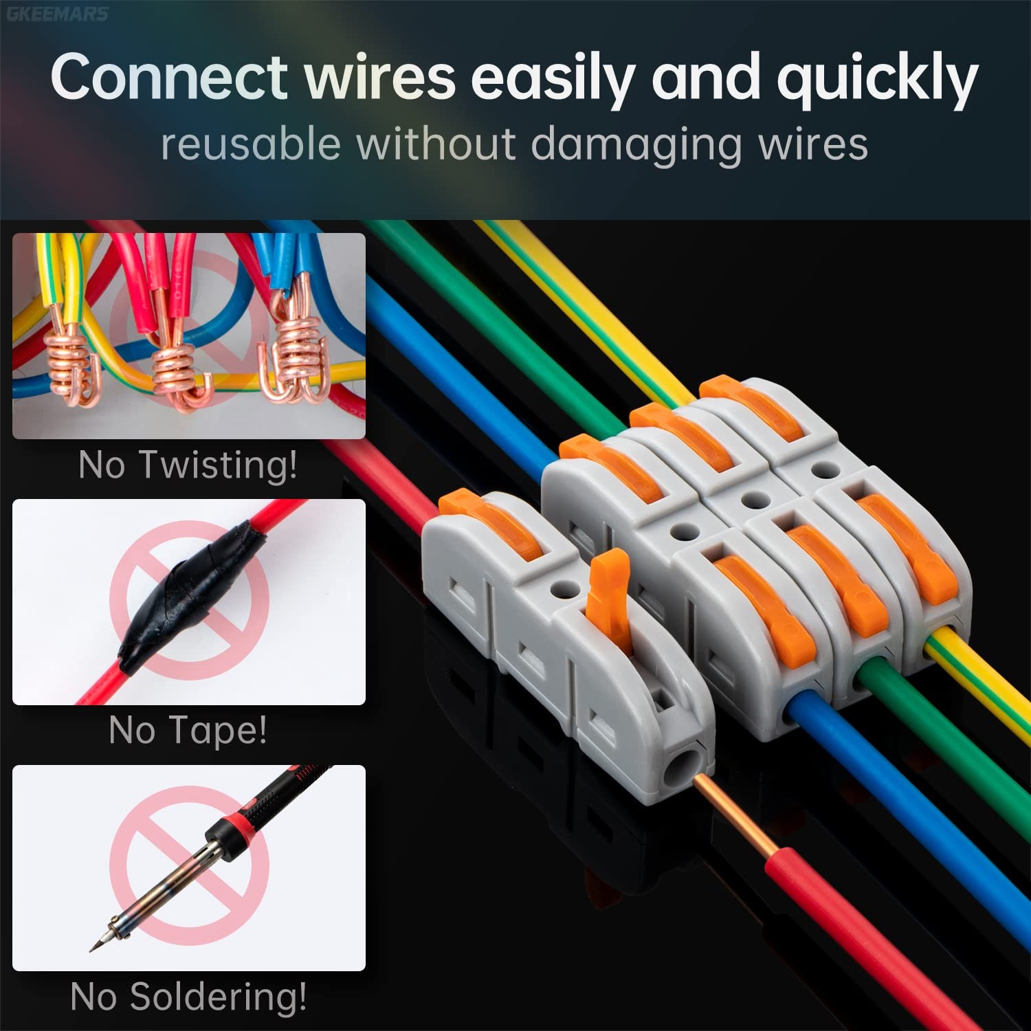 GKEEMARS 20 Pcs Wire Connector, 1 Conductor Compact Splicing Orange