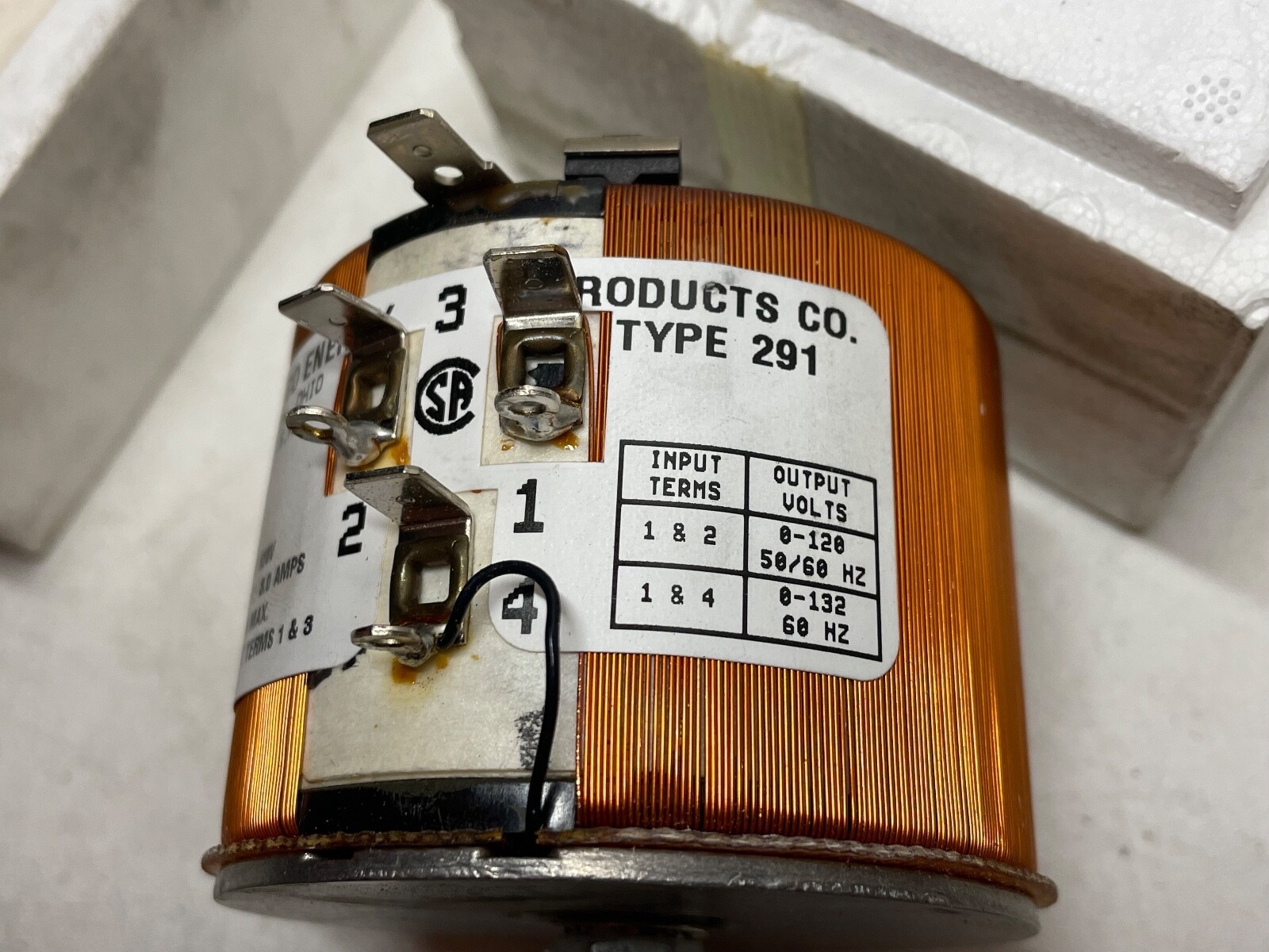 Staco 291 Variable Transformer 3A In: 120V Out: 0-120/132V