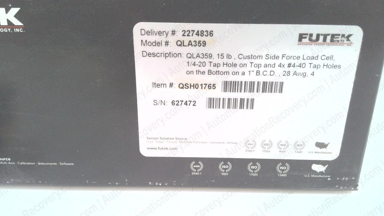 FUTEK QSH01765 CUSTOM SIDE FORCE LOAD CELL, NEW #330111