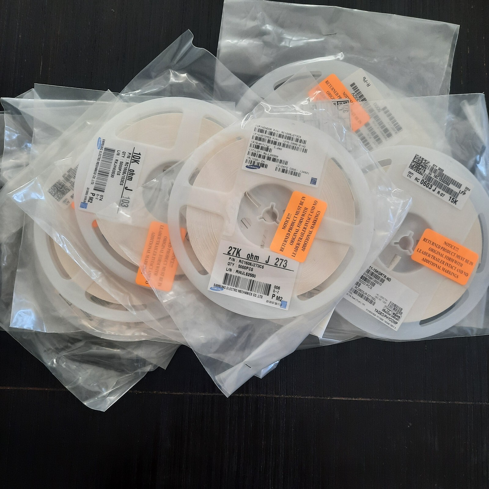 100pcs, Surface Mount (SMD) Resistors, 0402, 0603, 0805, 1206, 1210