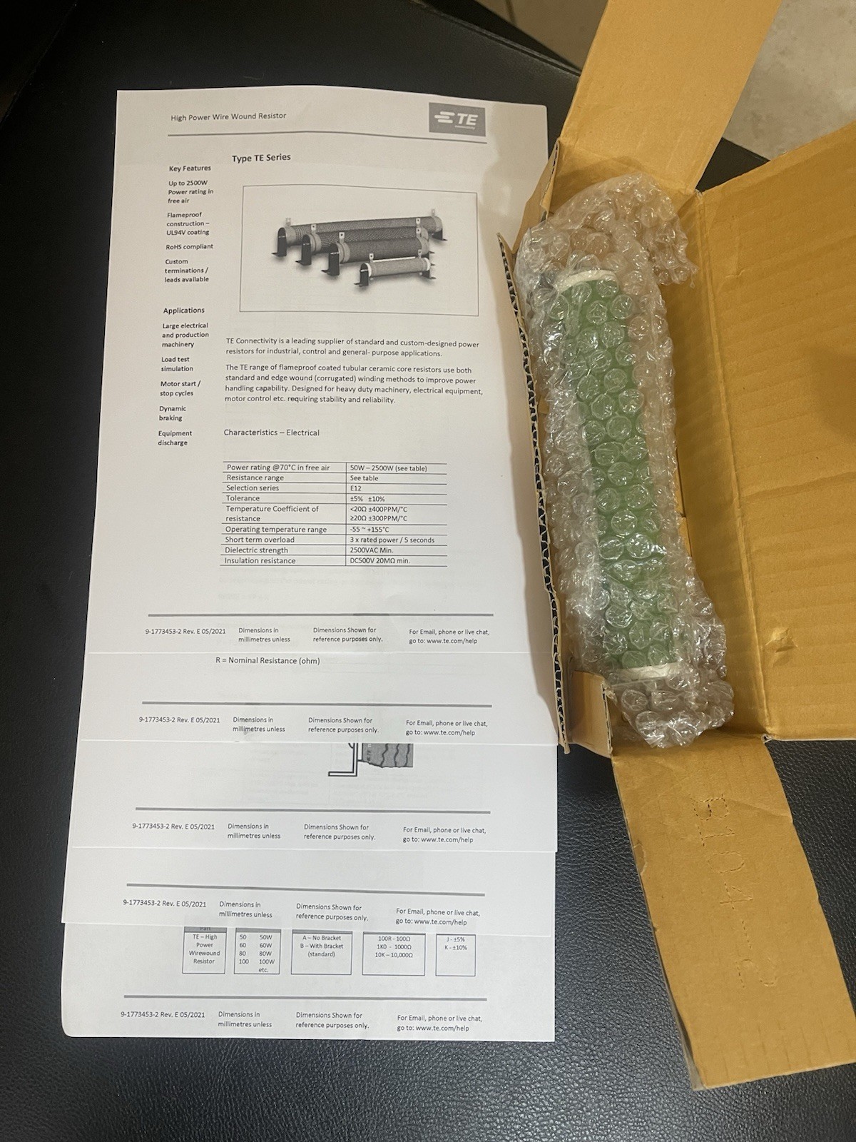 TE Connectivity CGS TE100B12RJ 12 Ohm 100W Wirewound Power Resistor Inc Data Sht
