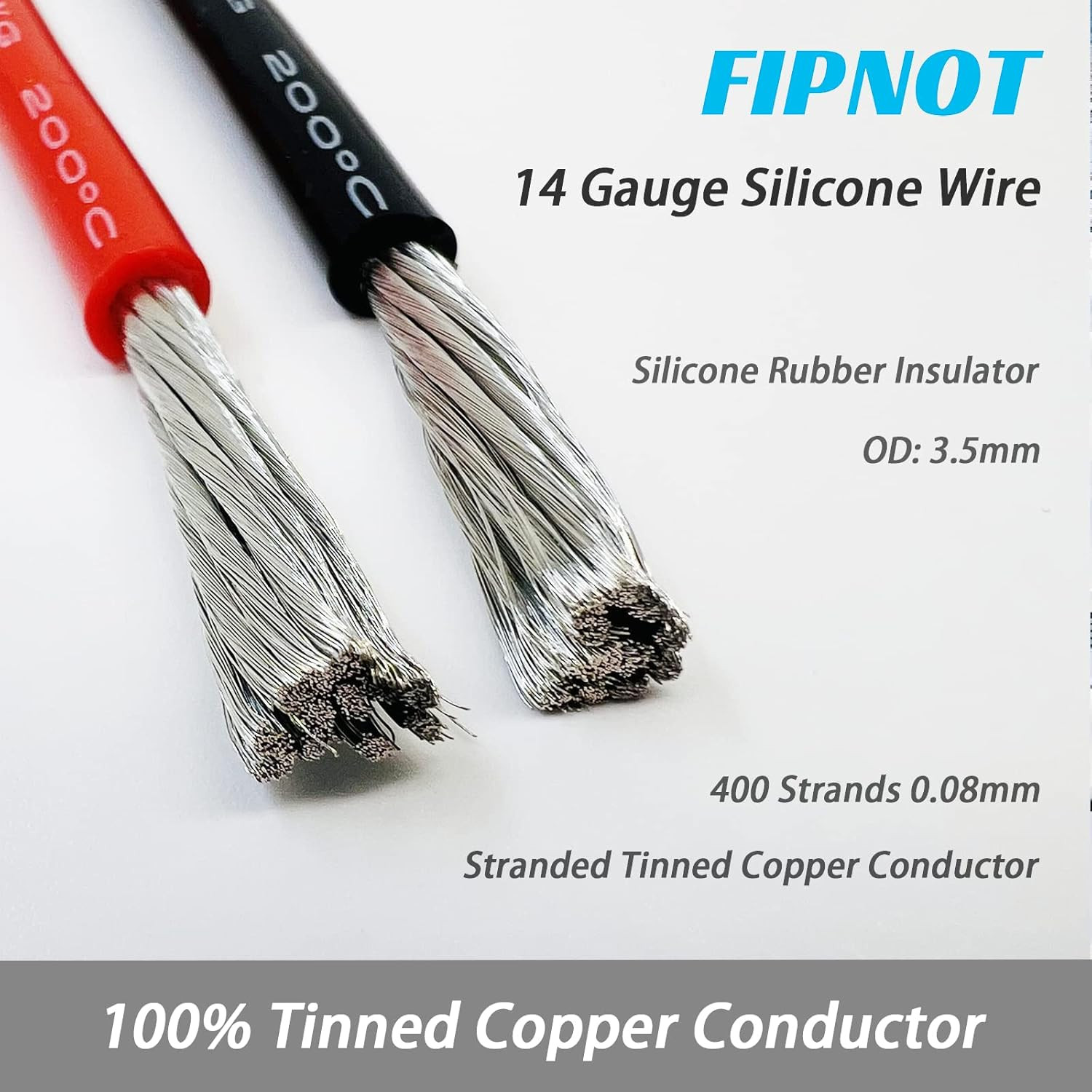 14 Gauge Silicone Wire – 100ft Red Spool, Extra Flexible 14 AWG Stranded Tinned