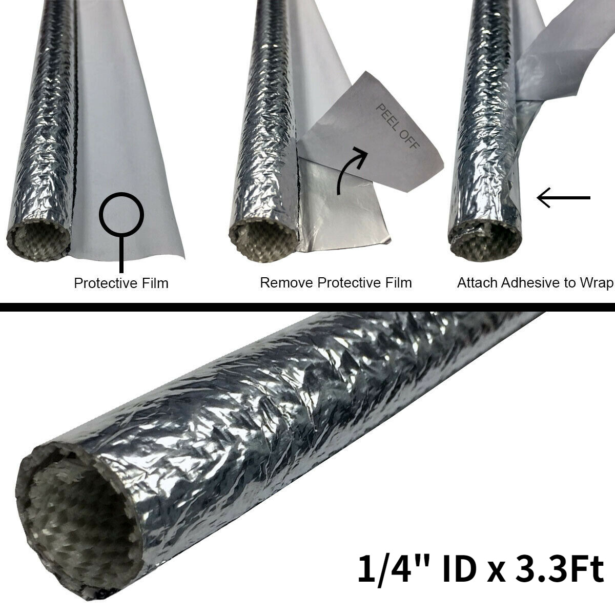 1/4″ ID Self Adhesive Heat Sleeve Thermal Shield for Hose Wire Line Tube 3.3Ft