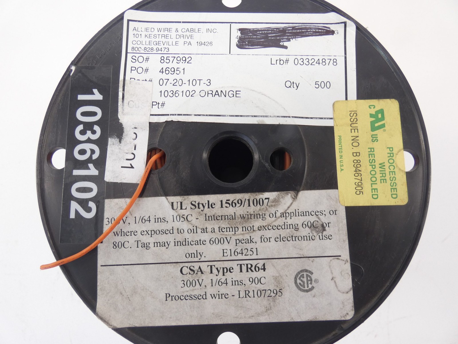 *Lot of 3* Allied Wire & Cable Wire Spool Reels 07-18-16T-4, 07-20-10T-4, 07-…