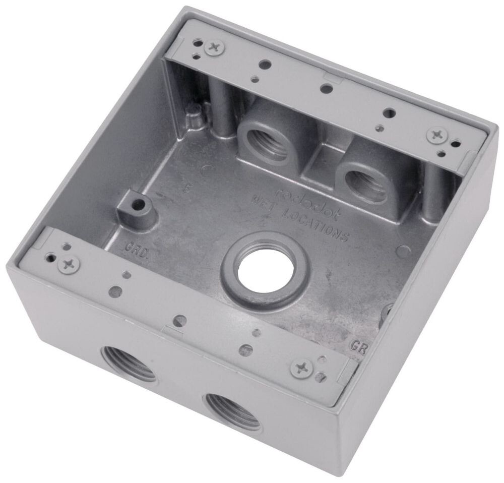 Red Dot 2IH5-1, (5) 1/2″ Hub, 2-Gang, Universal, Weatherproof Device Box, 1 pc