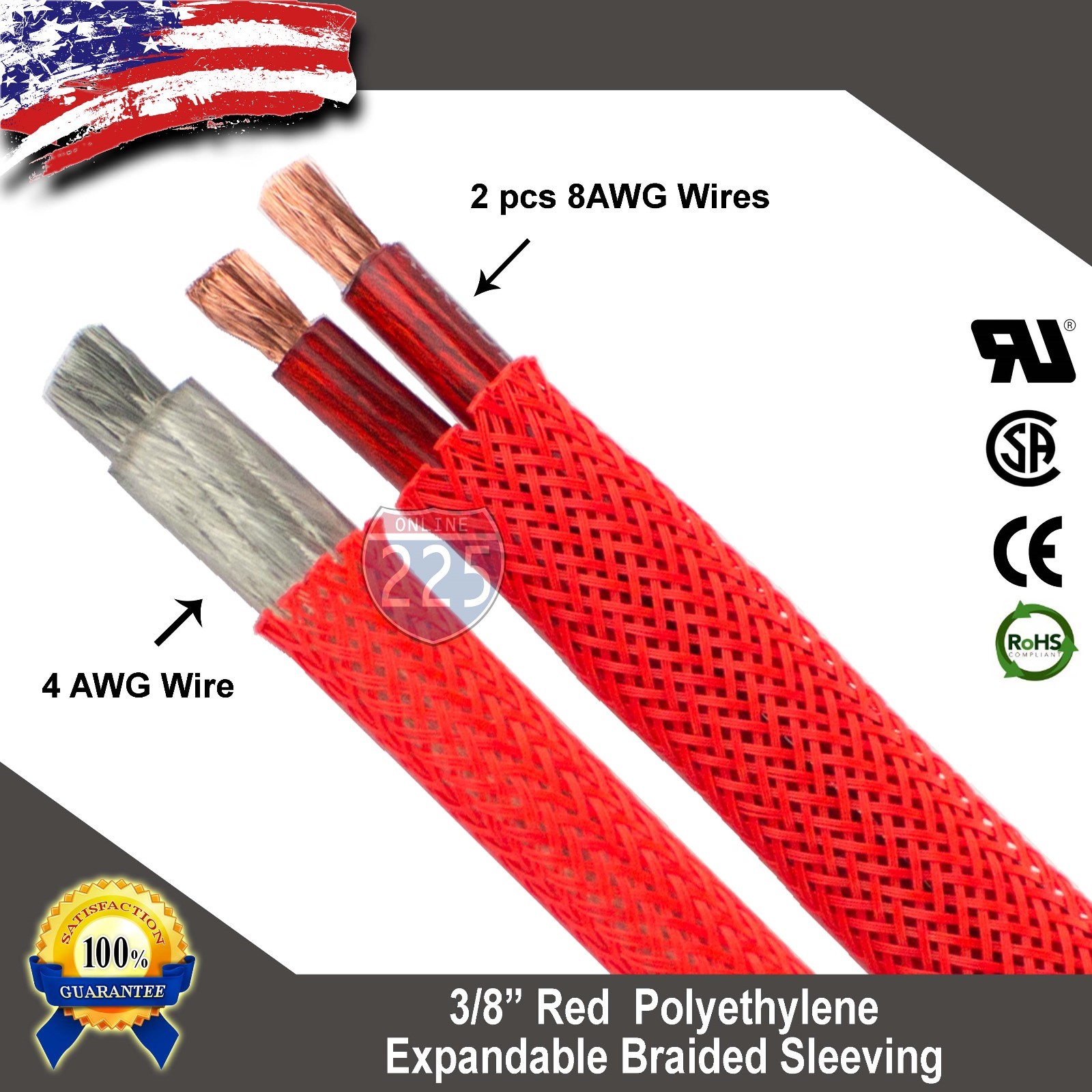 20 FT 3/8″ Red Expandable Wire Cable Sleeving Sheathing Braided Loom Tubing US