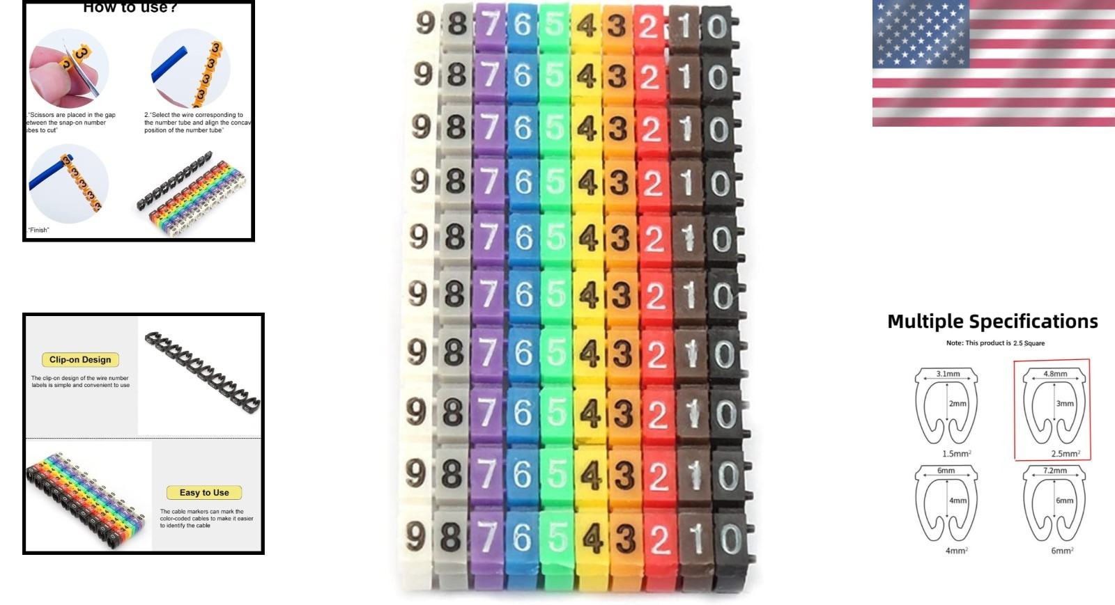 Easy-To-Use 100PCS Multicolor Cable Markers for Reliable Wire Identification