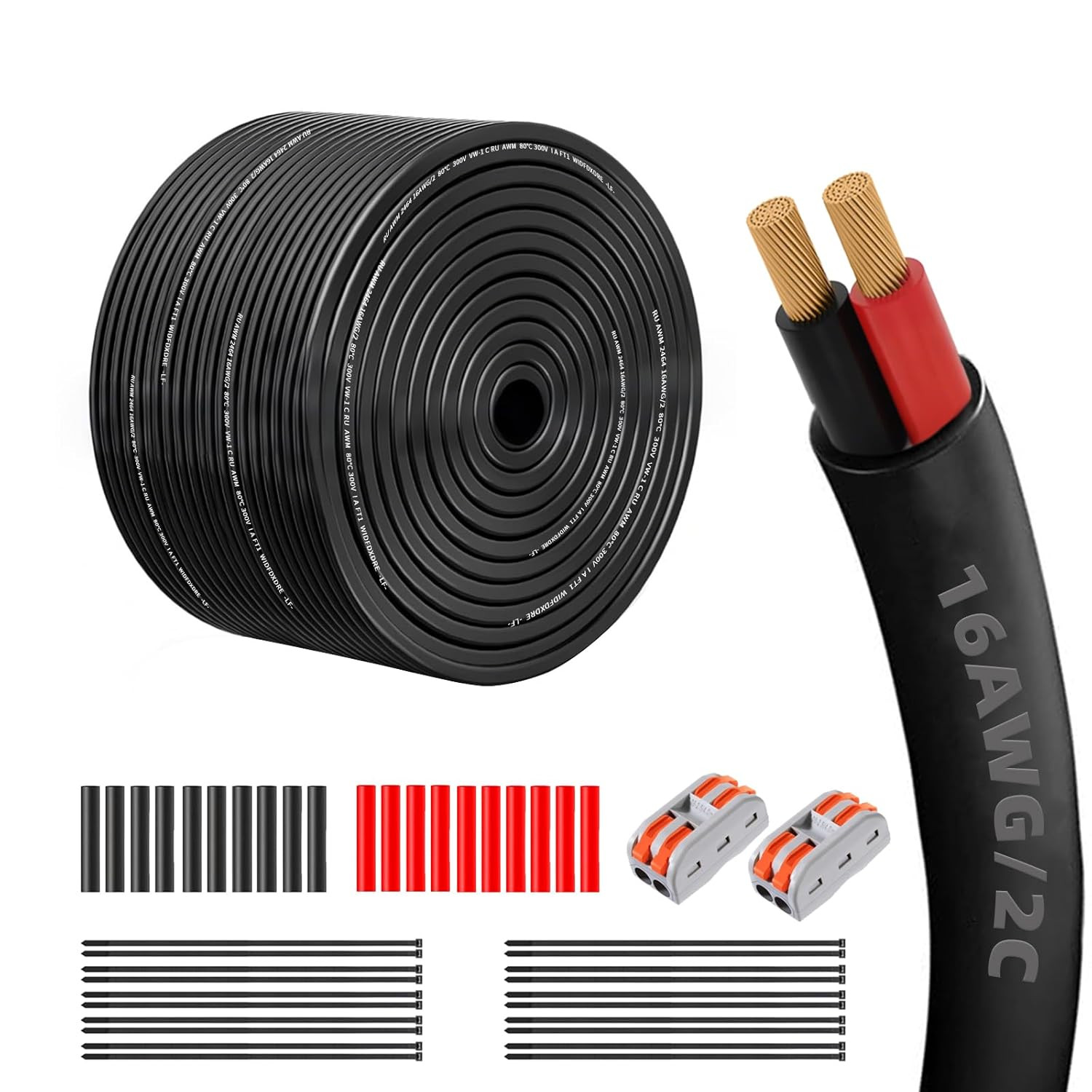 16 Gauge 100% Pure Copper 2 Conductor 16/2 Flexible Electrical Wire 100FT, UL246