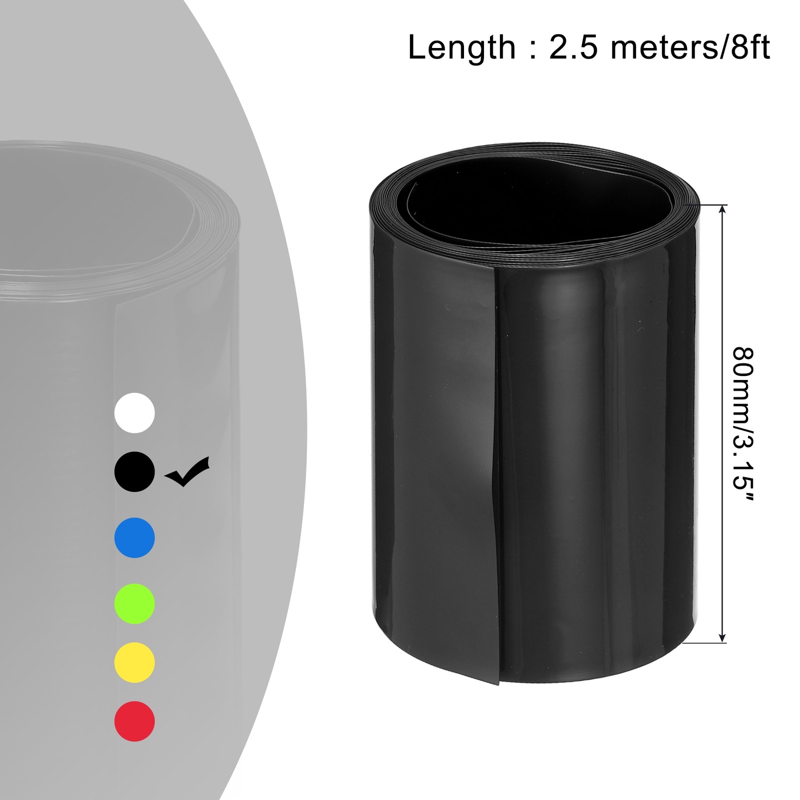 Battery Wrap Heat Shrink Tubing 51mm Dia 80mm Flat 8 Feet Black