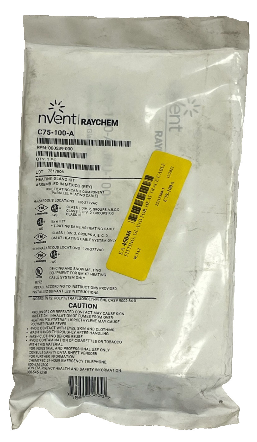nVent Raychem C75-100-A Heating Cable Gland Kit | NEMA 4X | Cold-Applied | 3/4″