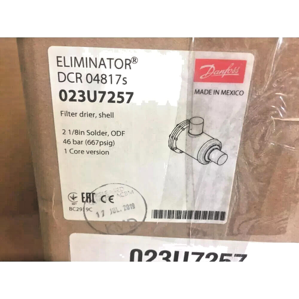 1PC- Danfoss 023U7257 Filter drier, shell, DCR, 2 1/8 in 023 U 7257- NEW