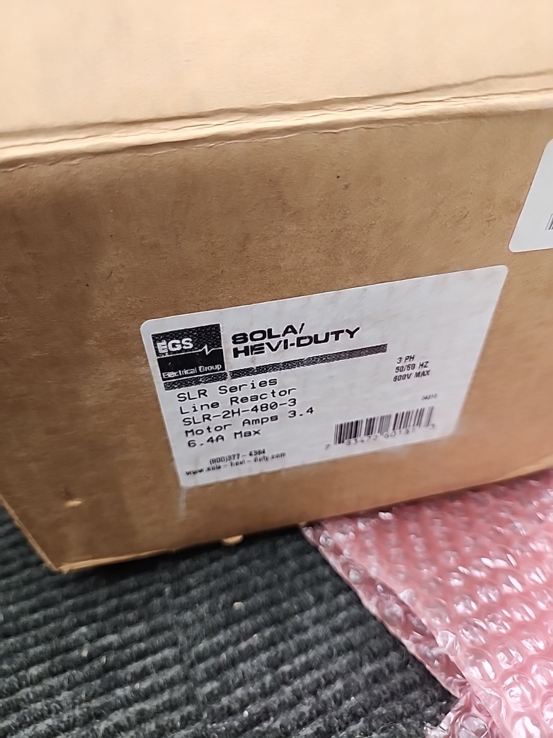 EGS SLR-2H-480-3, DRIVE REACTOR, 3PH, 50/60HZ, 600V, 6.4A, NEW #247792