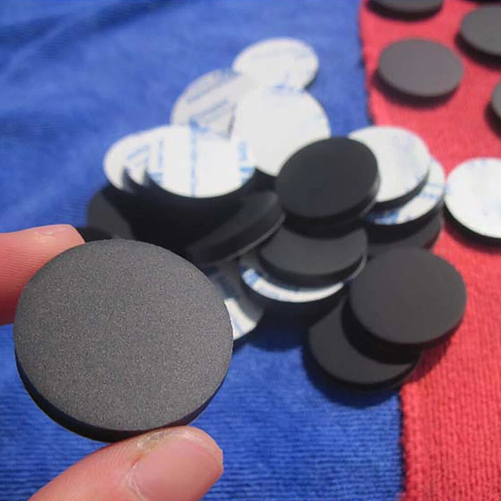 Black 4 -179mm Silicone Rubber Feet Non Slip Round Anti Impact Self Adhesive Pad