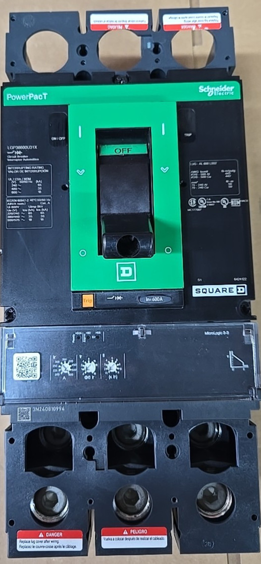 LGP36600U31X SQUARE D POWERPACT 600A 3P 600V 18KA covers missing SEE PICS