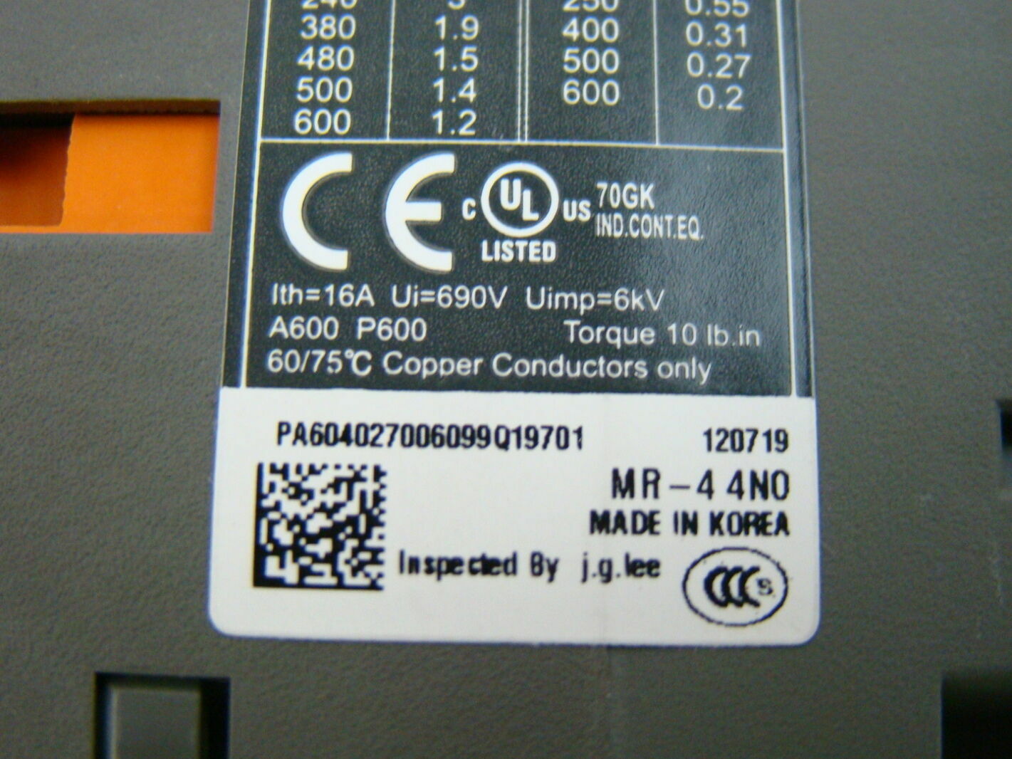 LS Industrial Systems 48vdc Contactor MR-4