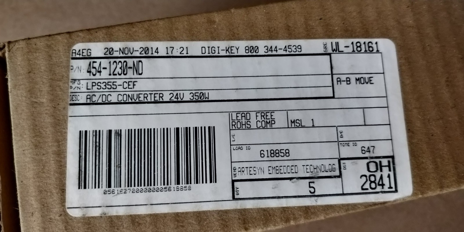 Astec LPS355 Artesyn Embedded Power Supply LPS355-(CEF) 4.5A 300V DC