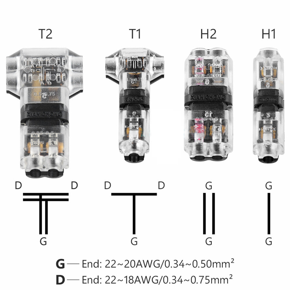 24X Low Voltage Wire Connectors Quick Solderless Wire Splice Connector 1/2/3 Way