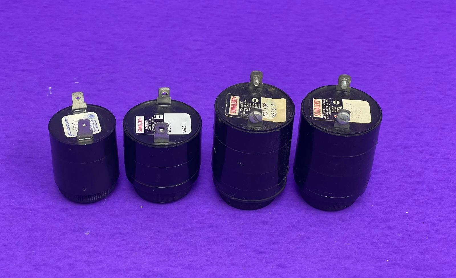 (3) Mallory Sonalert Piezo-Alarms &Bell Audiolarm XB-19-201-A(F) Audible Alarm
