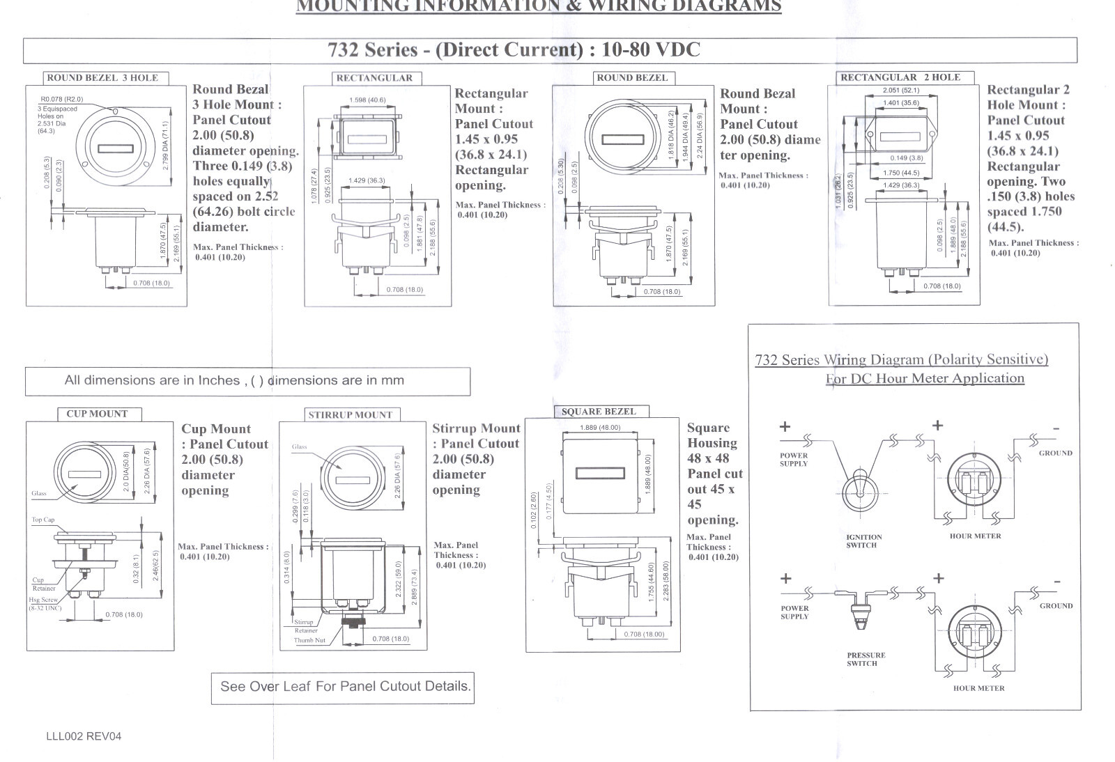 Hour Meter 2″ Round Flush Panel Mount 90-264VAC, TruMeter 722-0003 for Generator