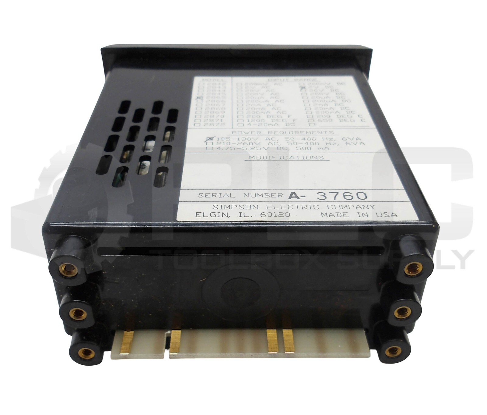 NEW SIMPSON 2865 METER PANEL MOUNT 2VDC 105-130VAC