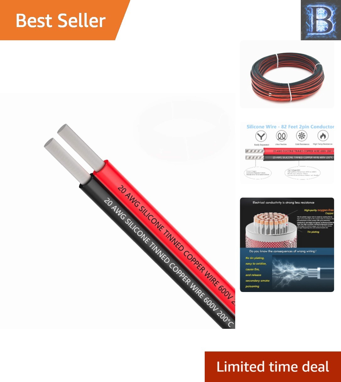 30ft Silicone Parallel Wire: Corrosion-Resistant 20GA for Electronic Use