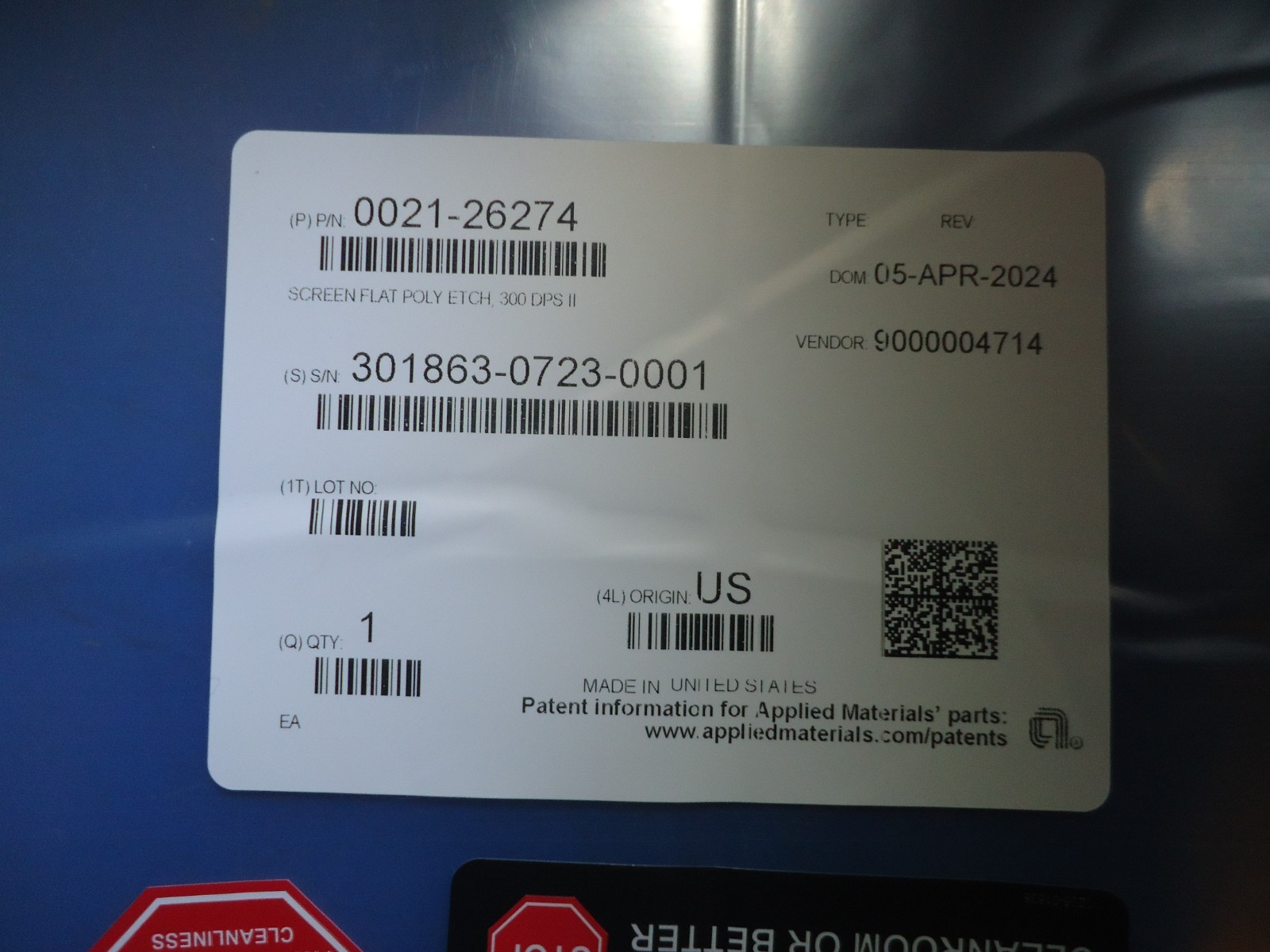 AMAT 0021-26274 Screen Flat Poly Etch 300mm DPS II New Sealed