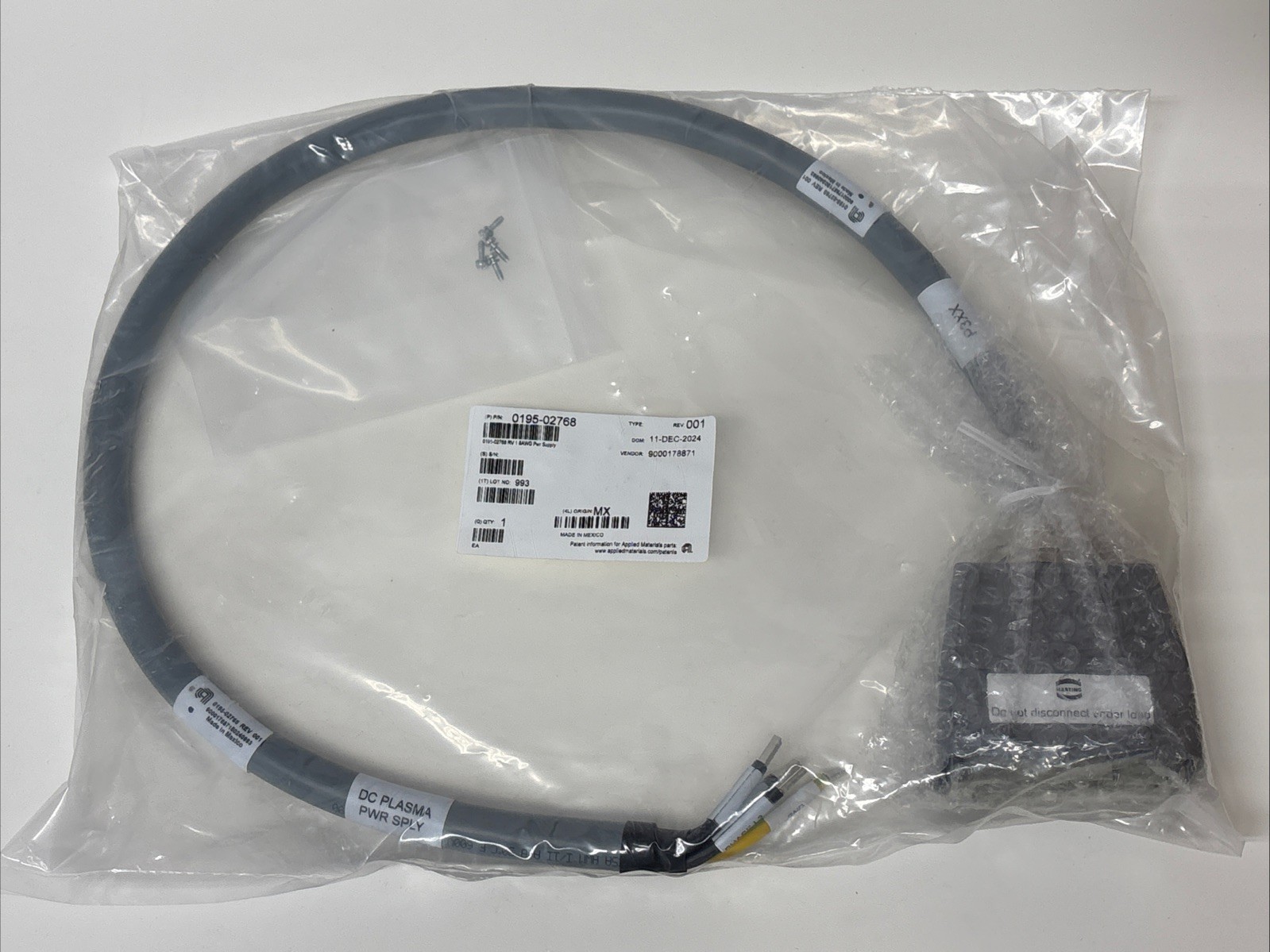 APPLIED MATERIALS 0195-02768 300MM RF Generator Power Supply Cable AMAT