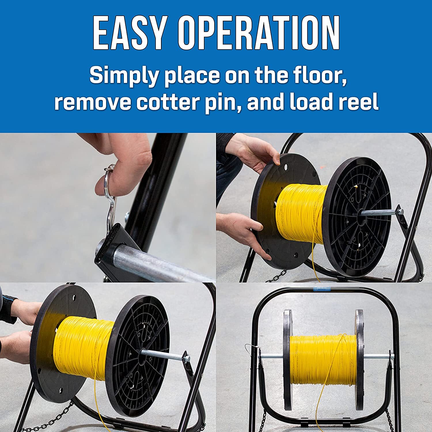 Electric Cable Caddy w Wheel for Coax Wire Spool Reel Dispenser Holder Traveling
