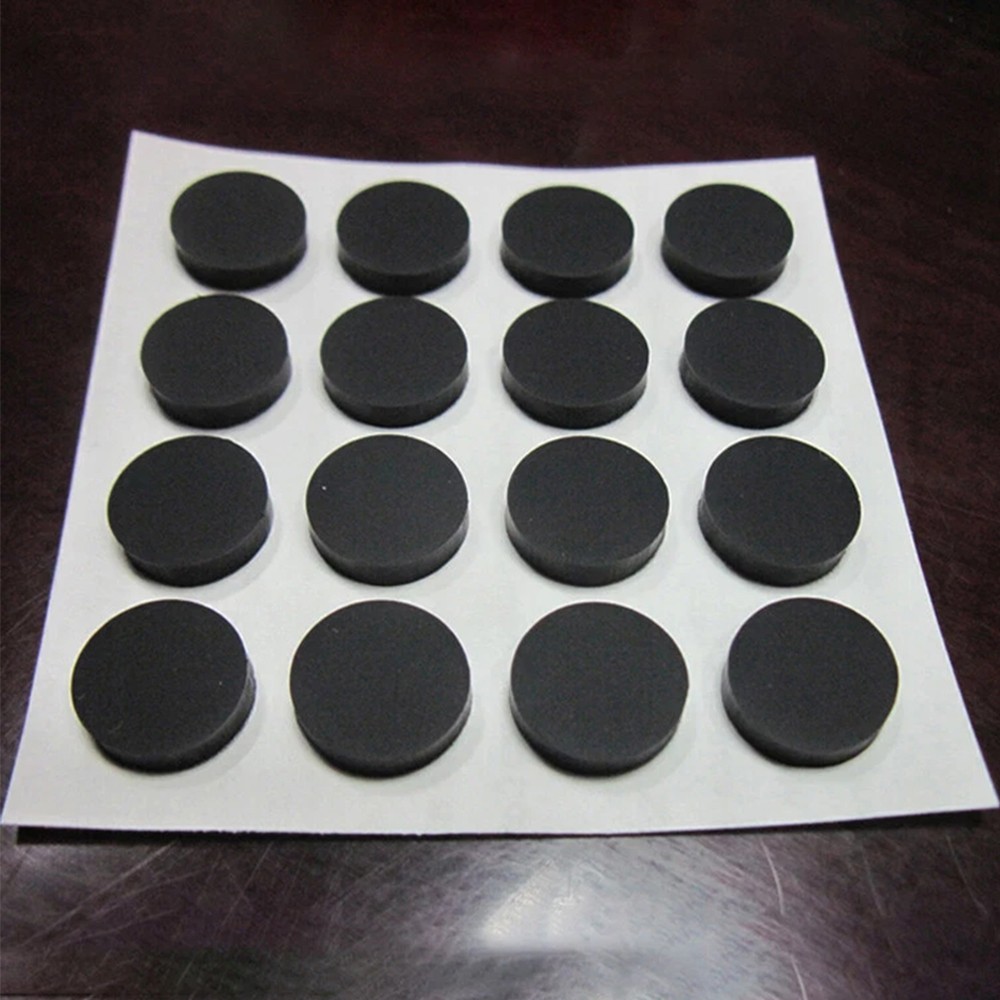 Black 4 -179mm Silicone Rubber Feet Non Slip Round Anti Impact Self Adhesive Pad