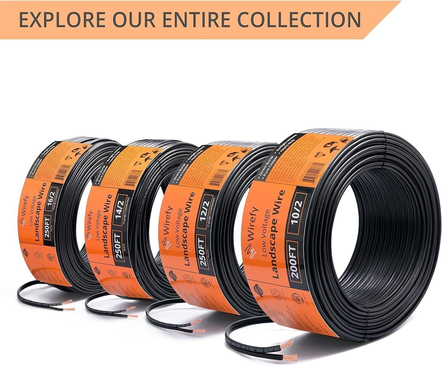 12/2 Low Voltage Landscape Lighting Wire Outdoor 12-Gauge 2-Conductor 250 Feet