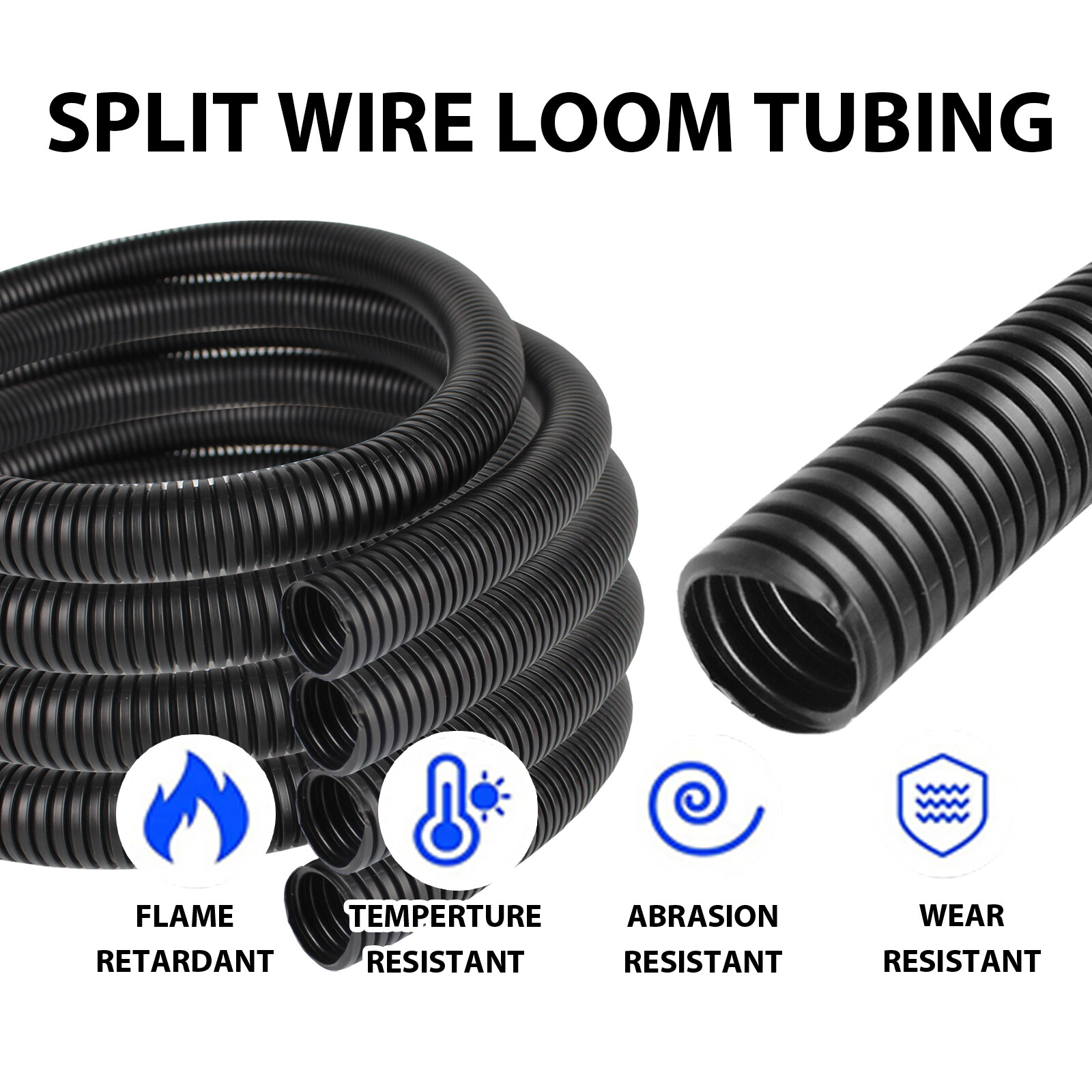 Flexible Split Wire Loom Tubing Conduit Sleeve Cover Cord Cable Sleeve Wires Lot