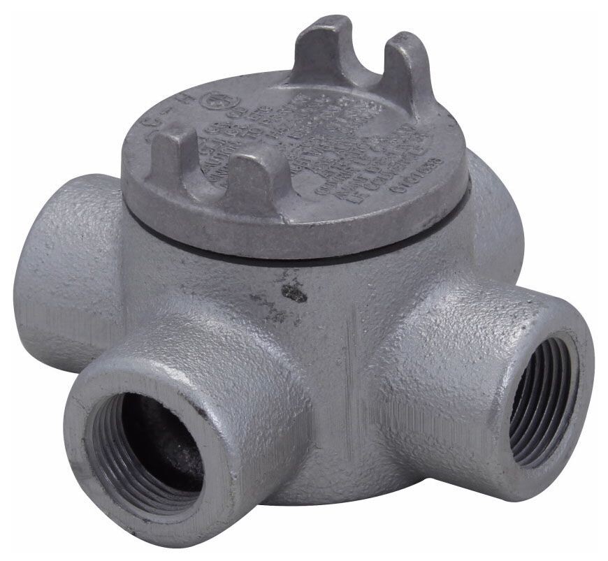 Crouse-Hinds GUAX14, (4) 1/2″ Hub, Iron, Explosionproof Conduit Outlet Box, 1 pc