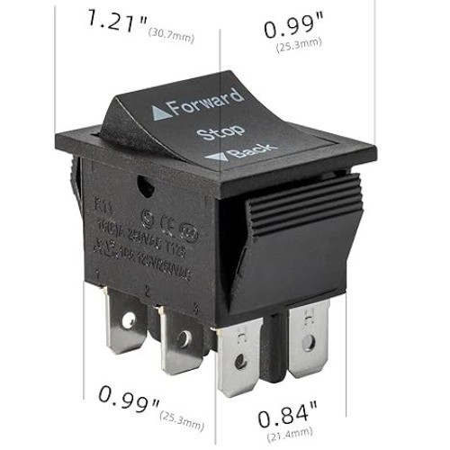 2 Pcs Universal Forward Reverse Switch for 6V 12V 24V Power Wheels, Forward Stop