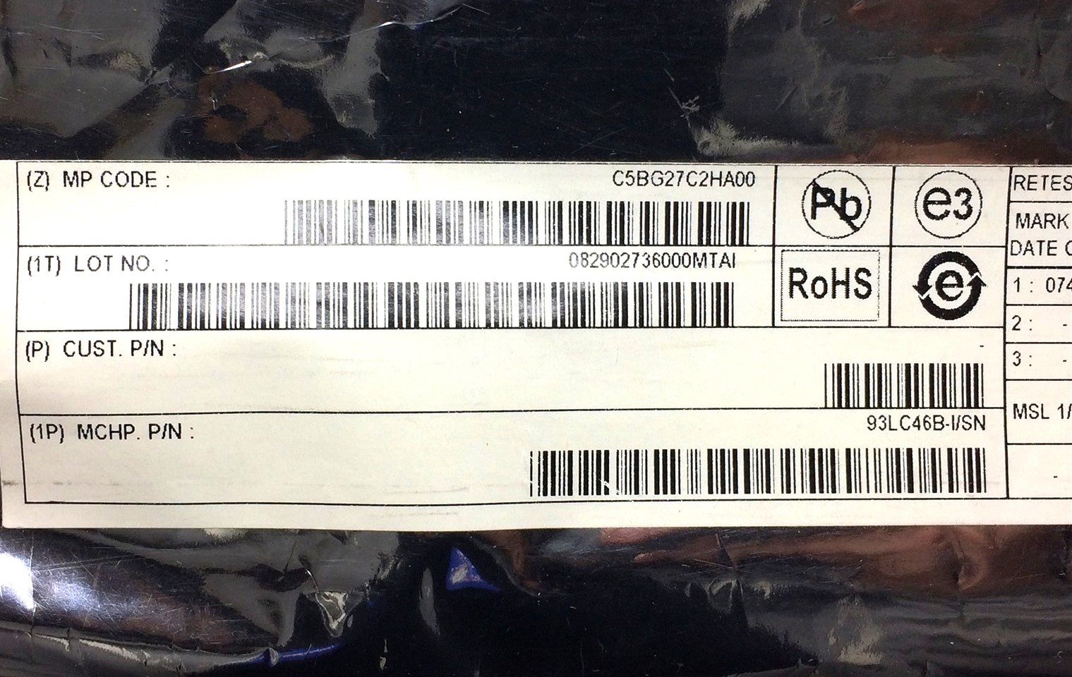 93LC46B-I/SNG MICROCHIP 93LC46B-ISN IC EEPROM 1K SPI 2MHZ 8SOIC ROHS 20 PIECES