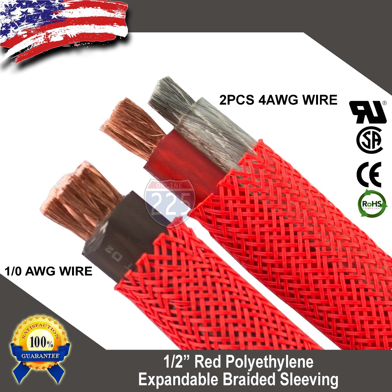20 FT 1/2″ Red Expandable Wire Cable Sleeving Sheathing Braided Loom Tubing US