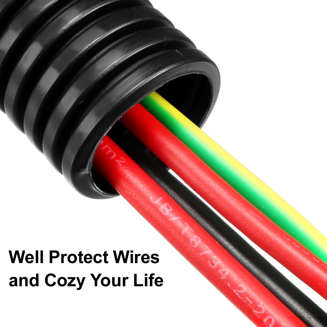 5.7 M 17×21.2 mm PP Flexible Corrugated Conduit Tube for Garden,Office Black