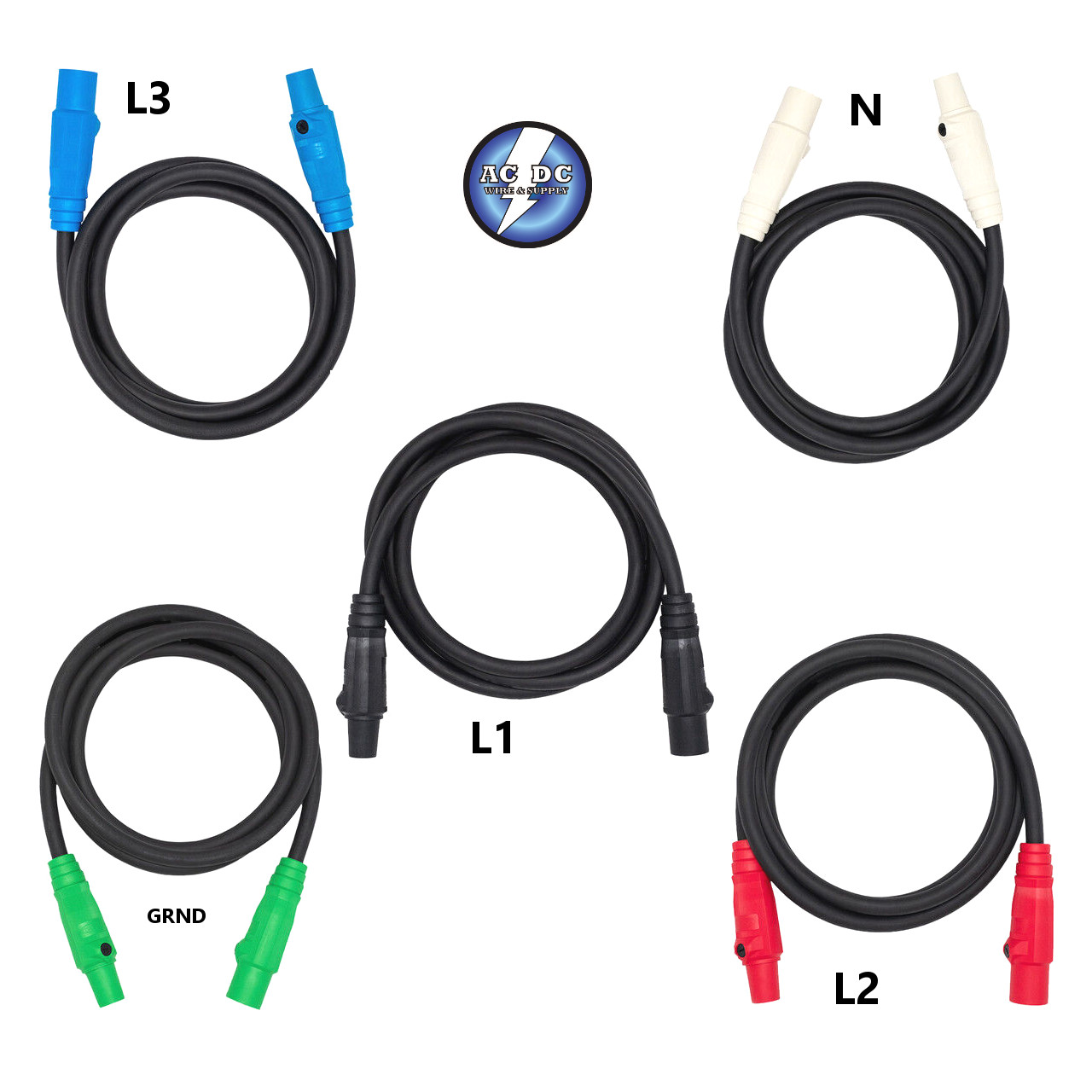2/0 – 300 AMP 600V TYPE SC CAM LOCK CORD SET OF {5}