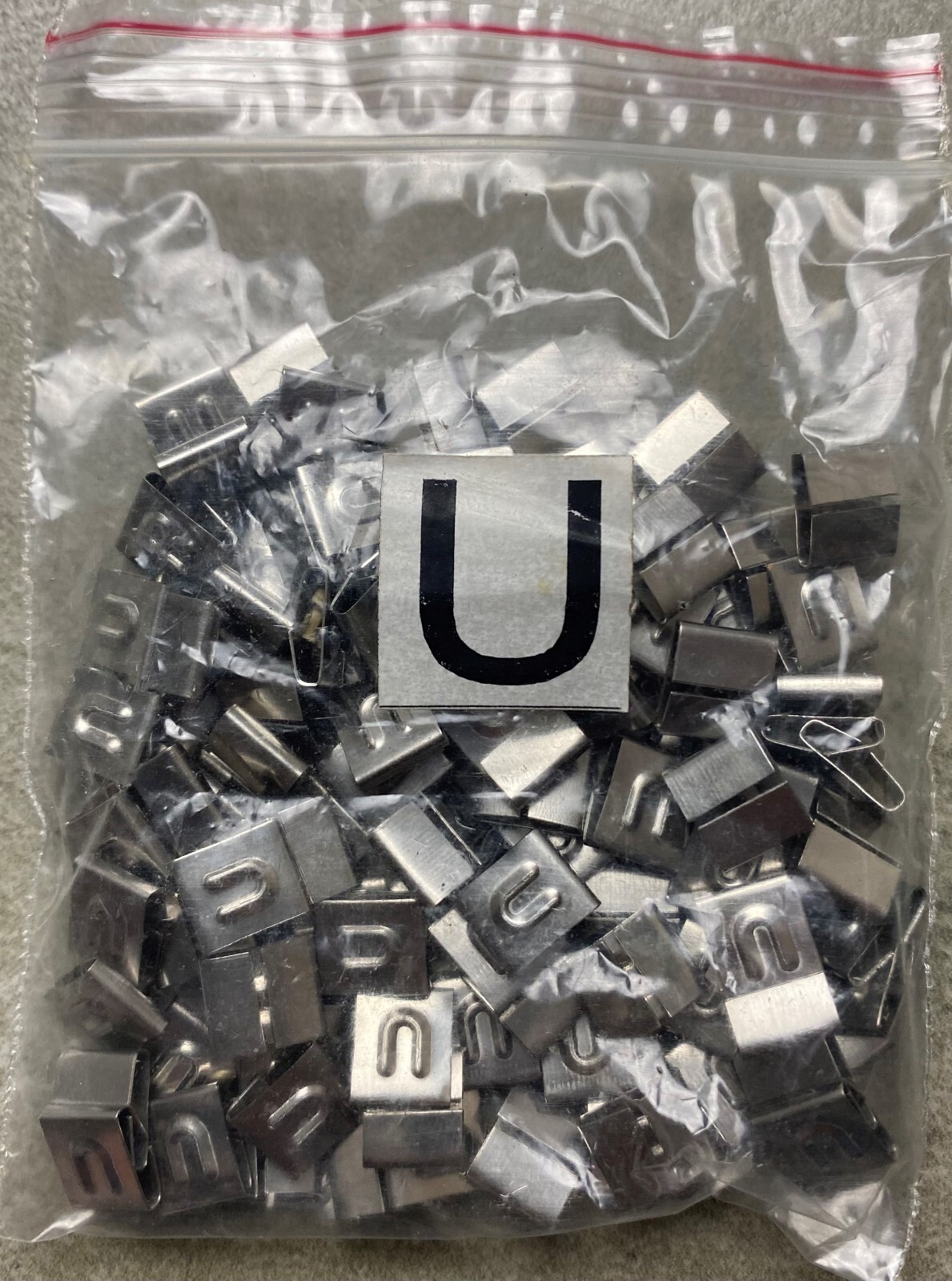HAYATA ID-U, Stainless Steel Cable Marker 316SS, Symbol “U” , 100 Pc’s Pkt