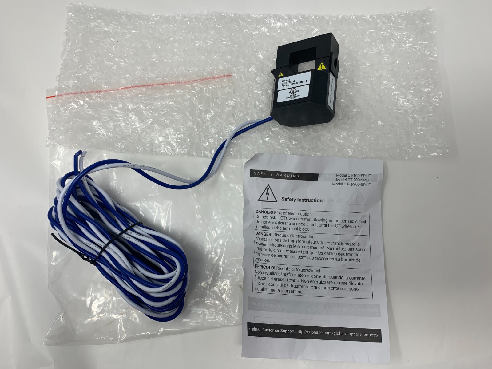 Falco U40002 Enphase CT-200 Split Pollution Degree 3 250V Max 200A 0.5V 45-66Hz