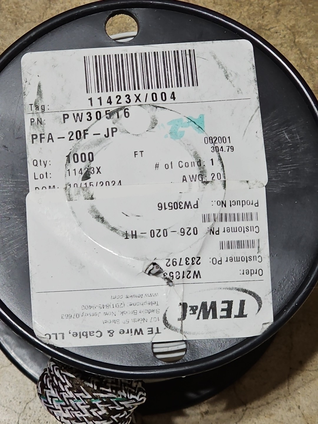 New TEW & C Wire PW30516 PFA-20F-JP 1000 FT. Awg:20